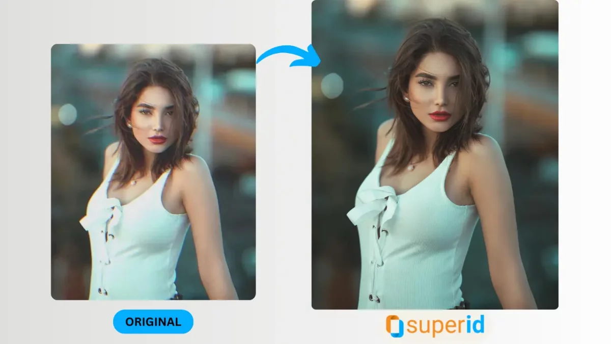 AI Quality Enhancer Featured Image von SuperID, Bild einer schönen Frau in weißem Top