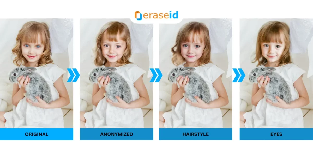 Face Adjust AI by EraseID of a cute little girl holding a bunny in her arms