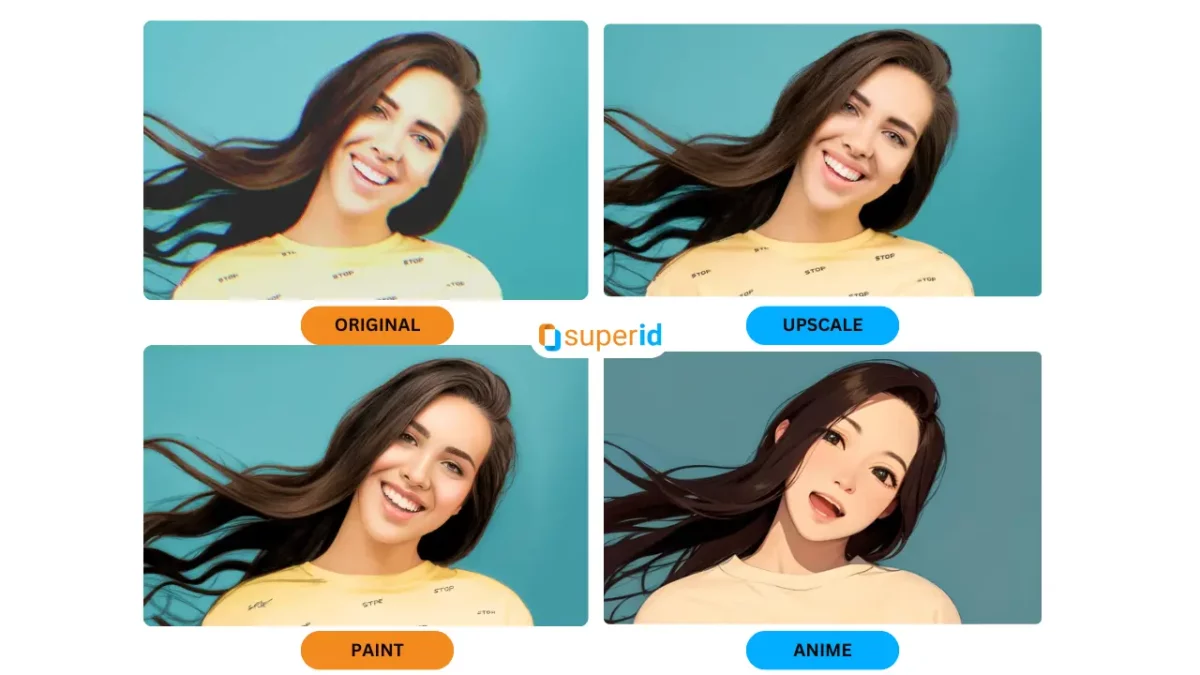 Website zur Verbesserung von Fotos, die das Merkmal von SuperID bei einem schönen Mädchen zeigen
