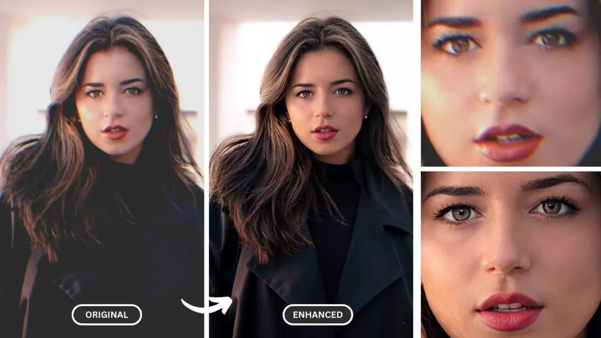 Photo Clarity Enhancer che utilizza la piattaforma AI di SuperID su una ragazza e confronto tra prima e dopo