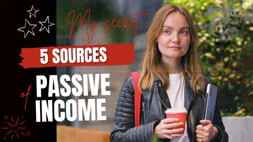 Youtube Thumbnail of a woman talking about 5 sources of passive income