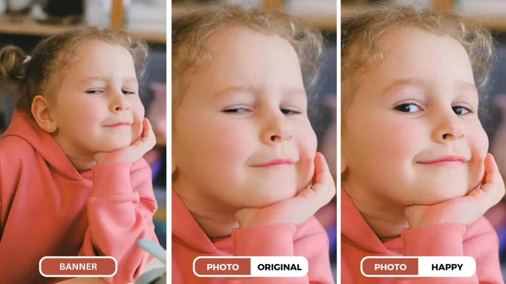 aggiungi un sorriso al confronto fotografico prima e dopo l'utilizzo dello strumento EraseID