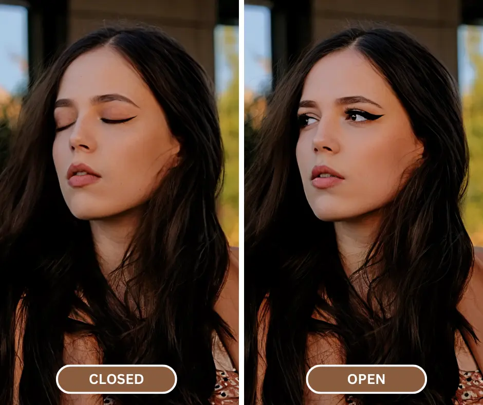 Fix closed eyes in photo using AI by EraseID change expression