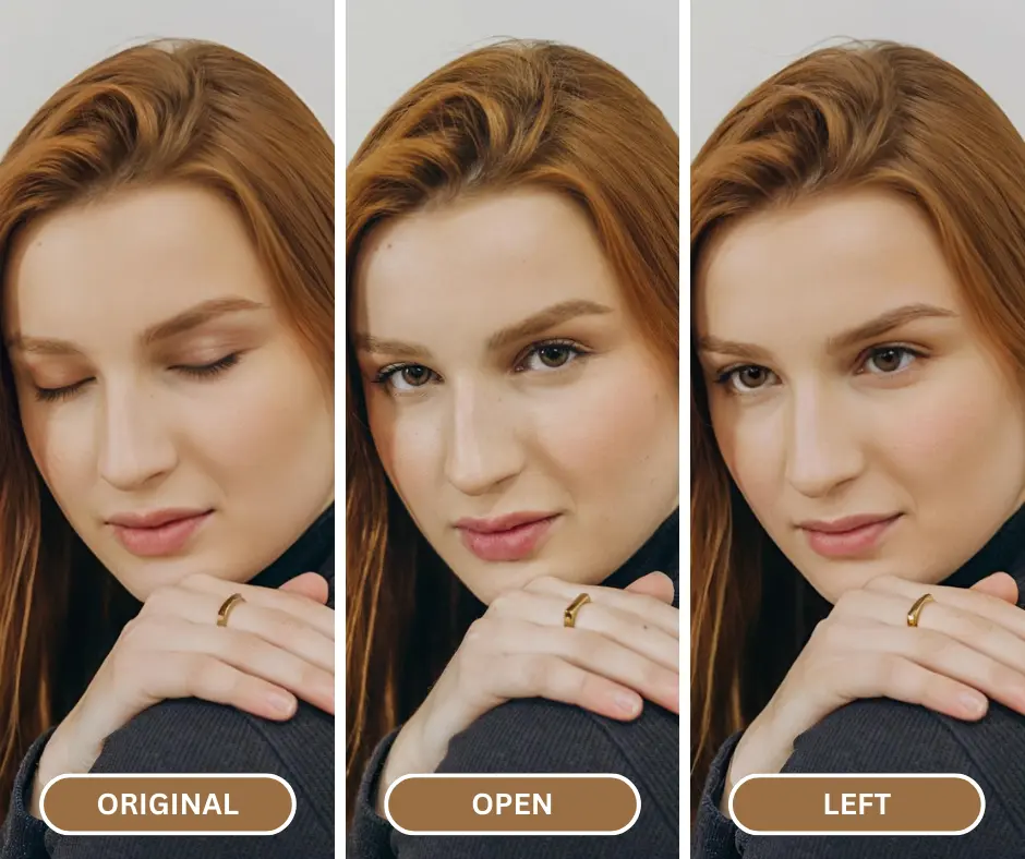 how to open eyes in a photo using eraseid change expression feature