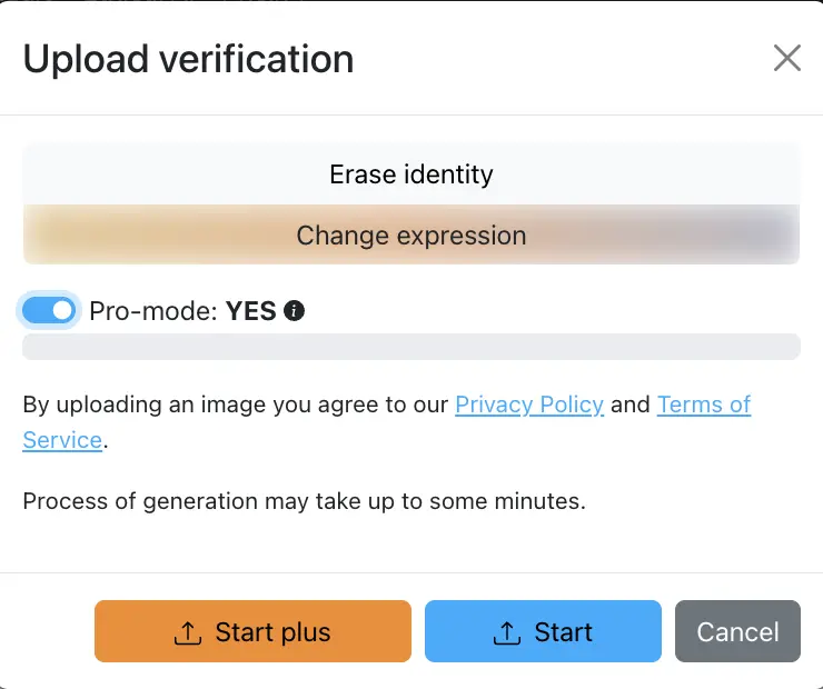 Upload verification by Eraseid to change expression in pro mode