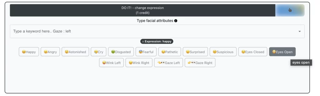 EraseID panel for changing expressions