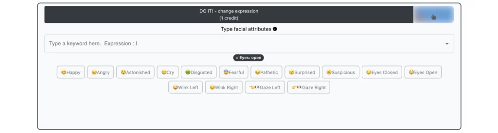 Using EraseID's change expressions feature to open eyes of a person in photo