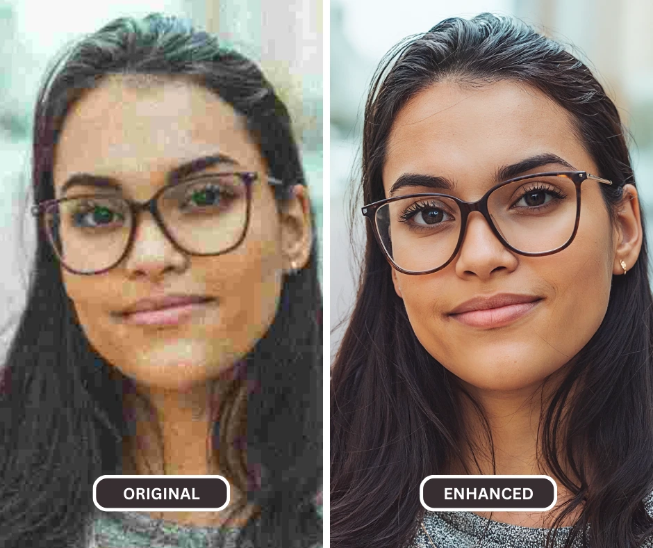 ai photo unblur on an image of a young girl with eyeglasses