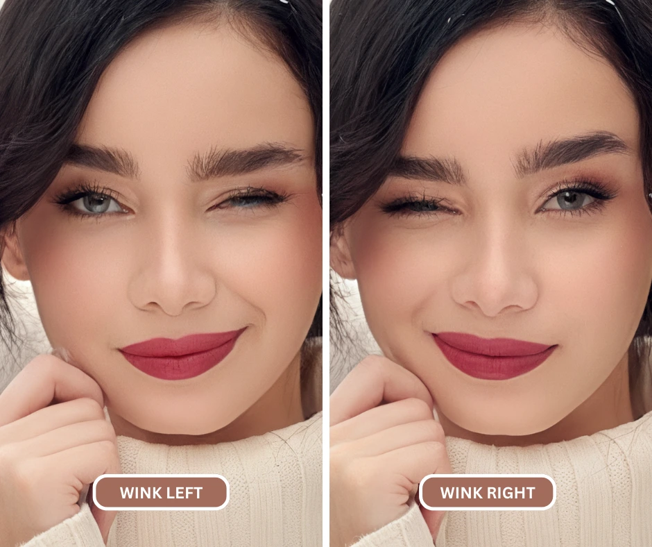 Girl winking left and right using EraseID's change expression feature