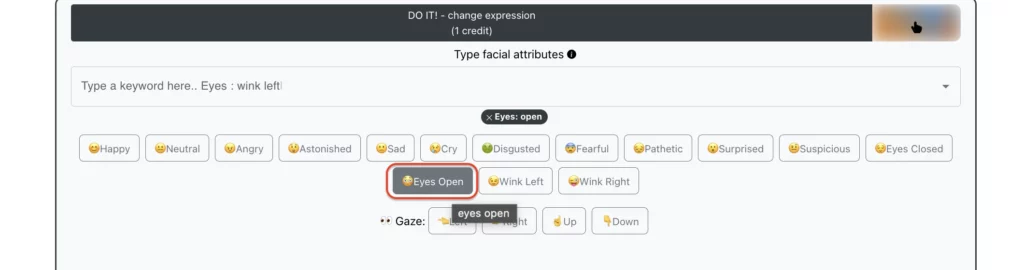 Bouton d'ouverture des yeux par changement d'expressions proposé par EraseID