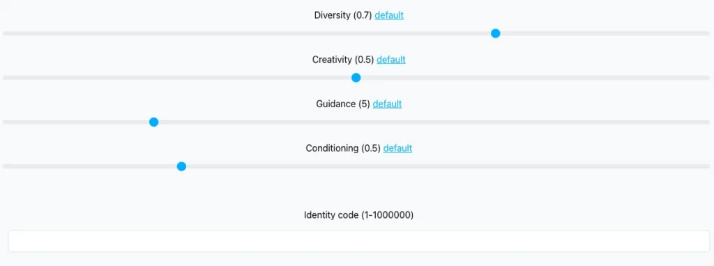 Adjusting parameters in EraseID to generate a new identity