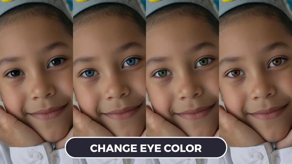 Changing the color of eyes of a young girl