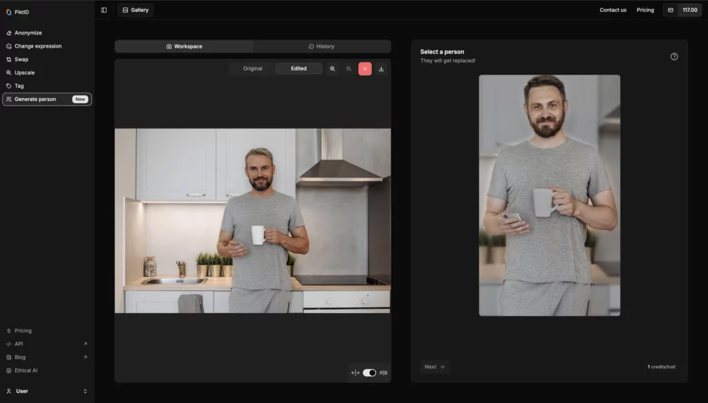 Image generated of a person using Artificial Intelligence by PiktID Studio