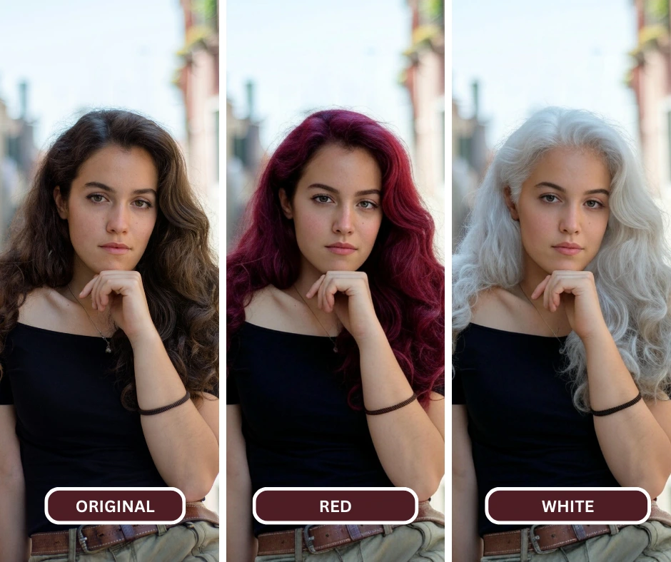 Young woman in black posing for an image, comparing next to each other