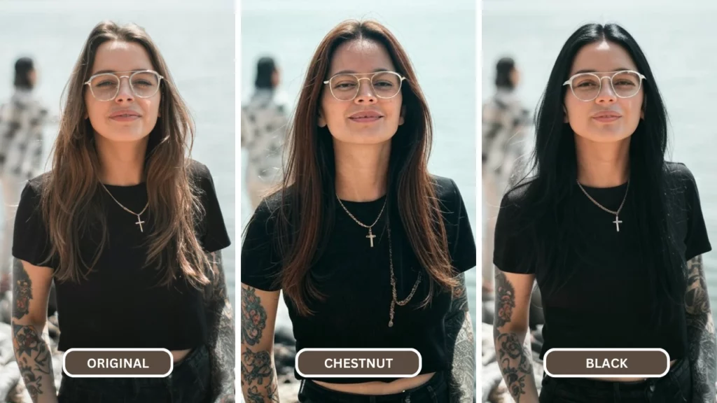 Young beautiful woman in eyeglasses and black top with tattoos
