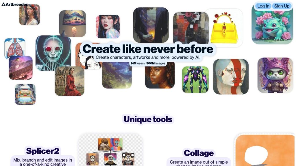 Screenshot der Artbreeder-Website