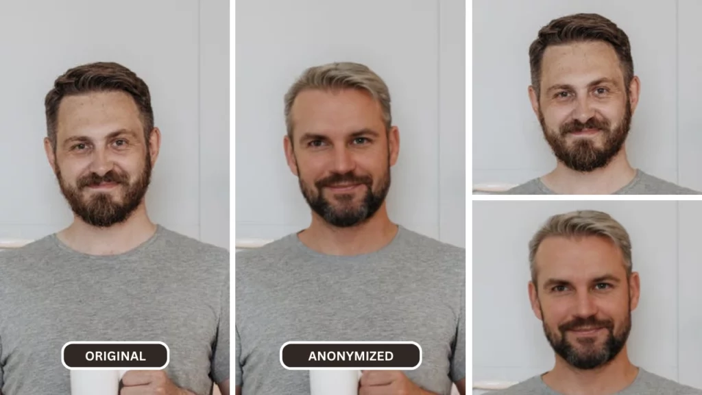 Man in grey t-shirt and beard anonymized using Generate Person by PiktID Studio using the Guide What challenge does Generative AI face with Respect to Data
