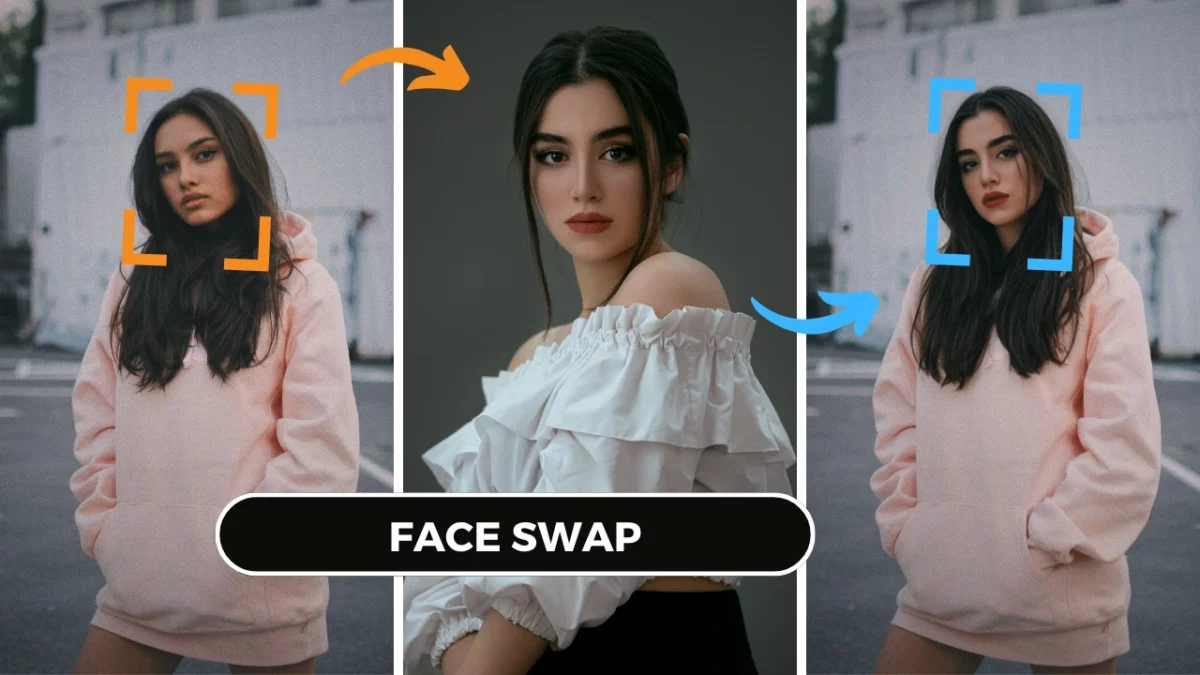 Best face swap of an image of woman in long pink hoodie