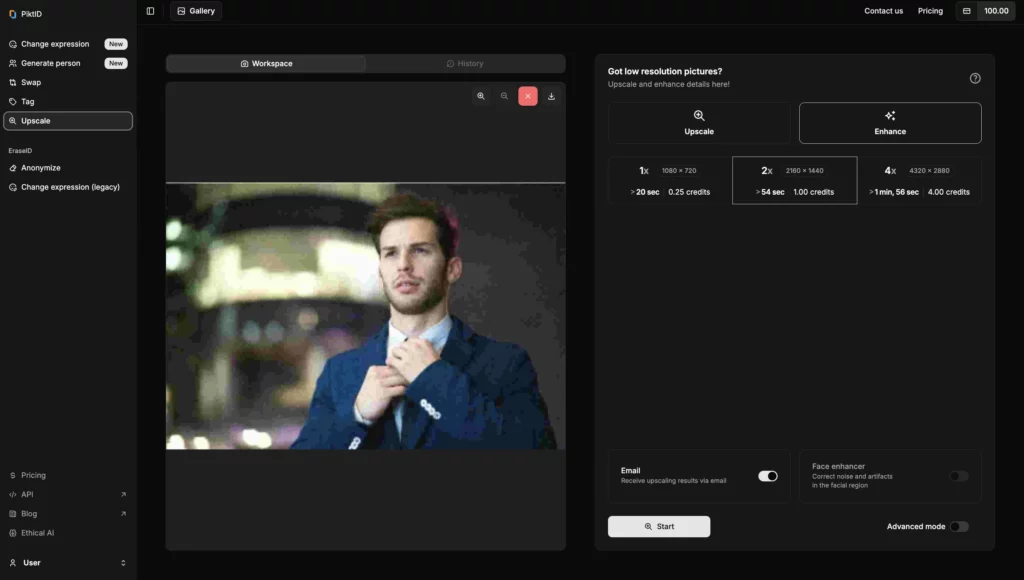 Uploading a raw image of a man in blue suit adjusting his tie