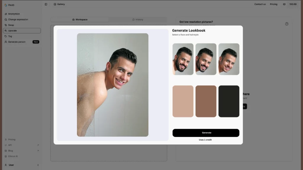 Utilizzo del filtro barba di PiktID per generare immagini di un uomo con diversi stili di barba