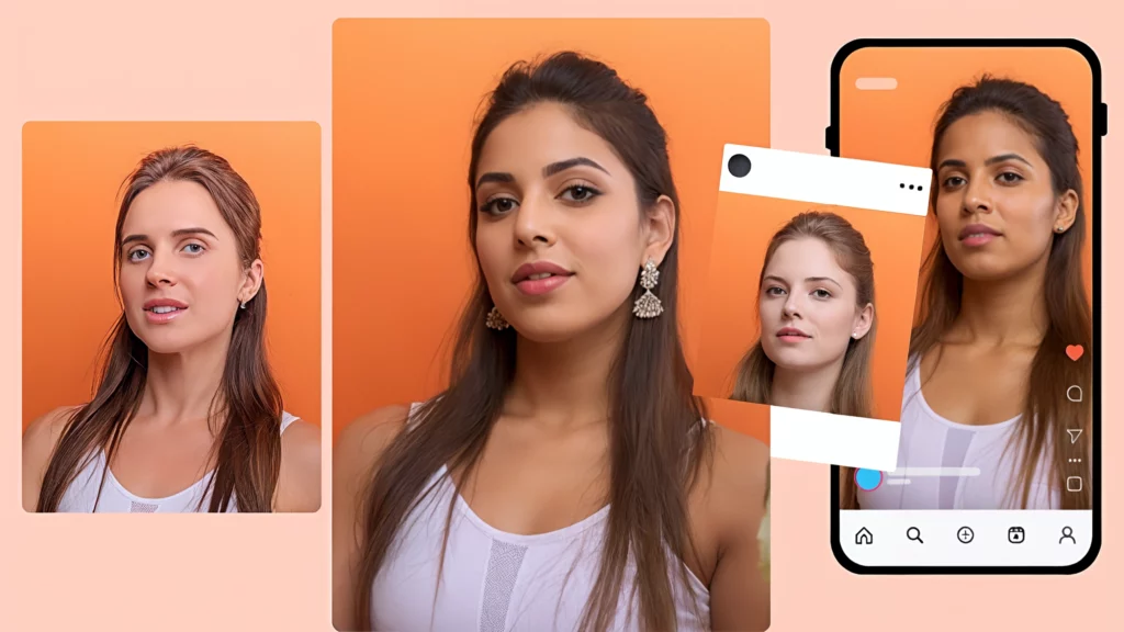 Easily create social media worth AI models using PiktID and create a person from any ethnicity as seen in the picture of multiple women in the same outfit of white top being created using AI
