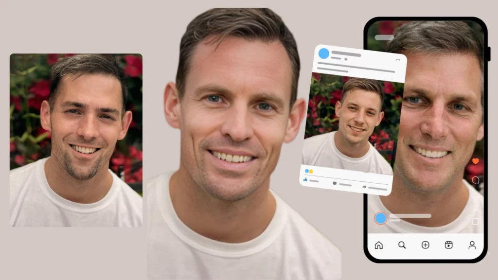 Uso de ajustes preestablecidos de redes sociales para mostrar el poder de SwapID como editor de intercambio de caras para generar múltiples imágenes con el mismo atuendo