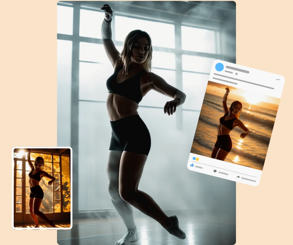 Trois images d'une femme d'horizons différents en tenue de sport faisant du yoga