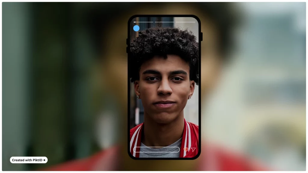 Usando un preset móvil en el que podemos ver la imagen mejorada de un chico negro con cabello rizado