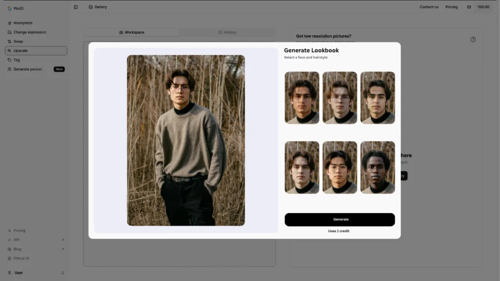 Digitally created AI-powered lookbook featuring a lineup of male virtual models wearing trendy outfits. This visual illustrates how face shape AI tools can be used to generate curated lookbooks based on facial analysis and personalized styling.