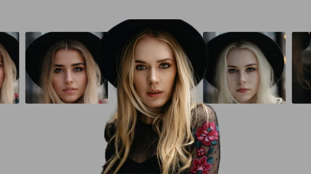 Young woman wearing a black hat with realistic swapped facial features. The output highlights how the system ensures smooth blending for professional-grade face transformation.
