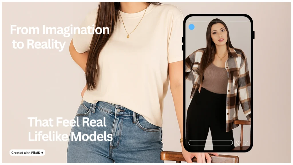 Concept-to-reality fashion visualization using PiktID’s change clothes AI, transforming outfit ideas into realistic model images.