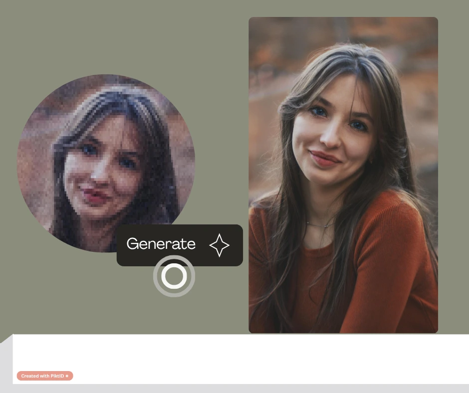 Low-pixel profile photo upgraded to a high-quality portrait using AI. The upscaled image features natural textures, defined facial features, and improved lighting for a professional finish.